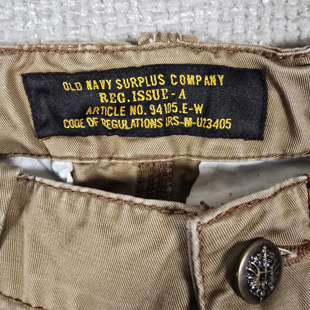 Old Navy Surplus Co Boys 7 Cargo Pants Khaki Beige Zipper Ankle Vintage Y2K 2007